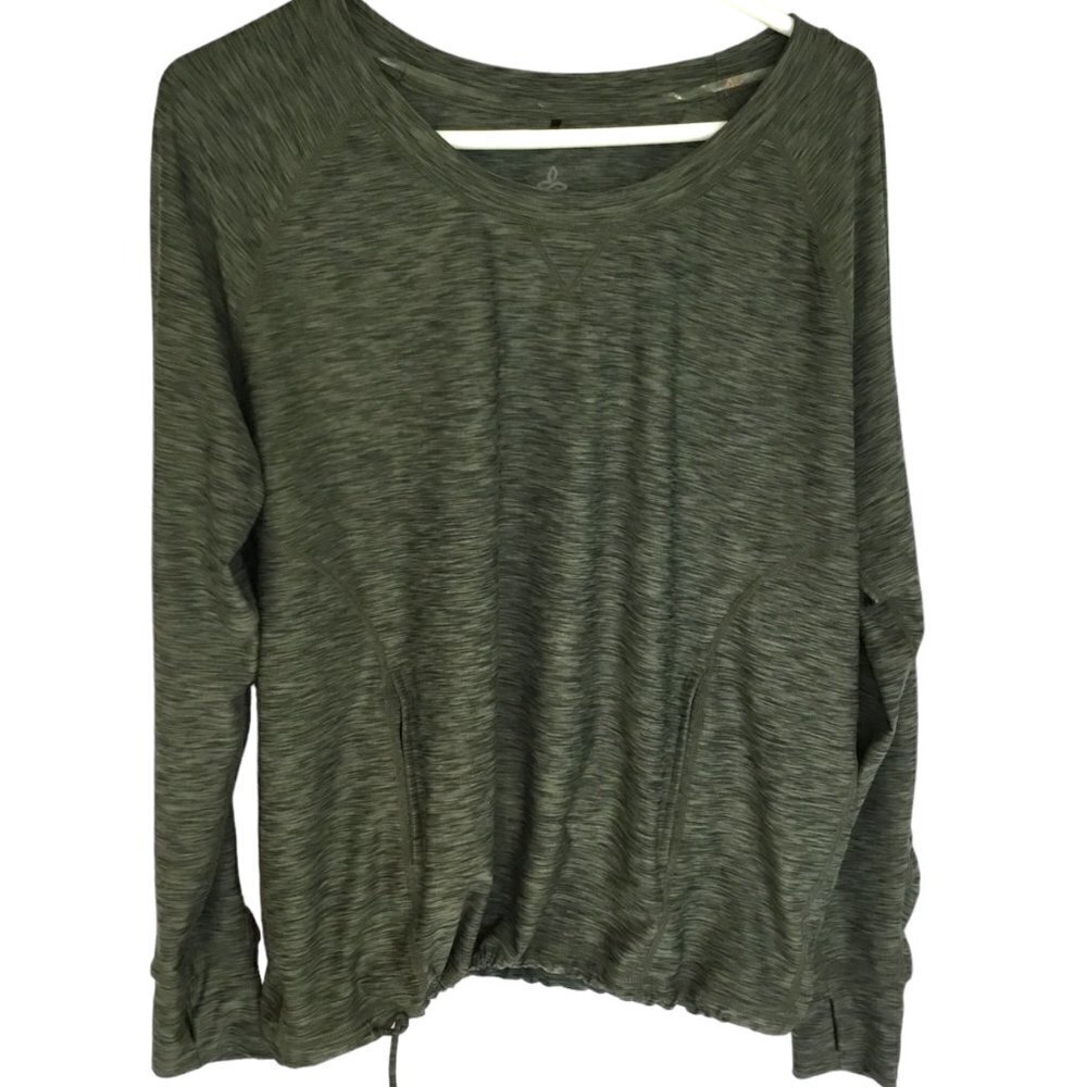 prAna Philipa Sweatshirt Stretchy Long Sleeve Drawstring Women's Sz Medium Gray